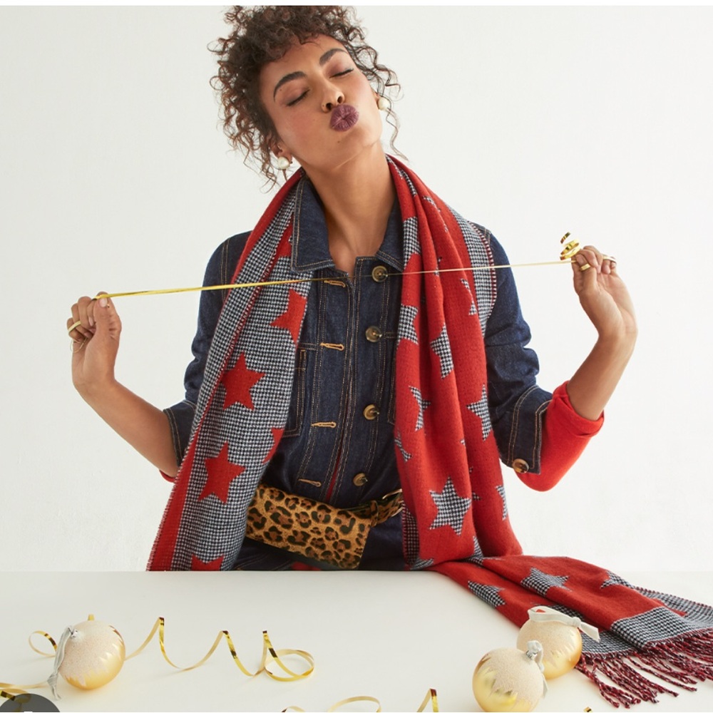 Cabi Red Star Patterned Scarf